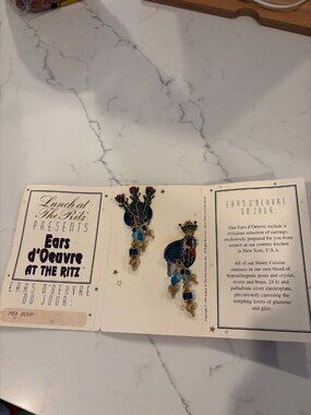 Lunch at The Ritz Pea Soup Peacock Clip-On Earrings, Original Menu